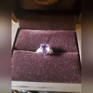 Womens Sterling Silver 925 Amethyst Stone Ring Size 5